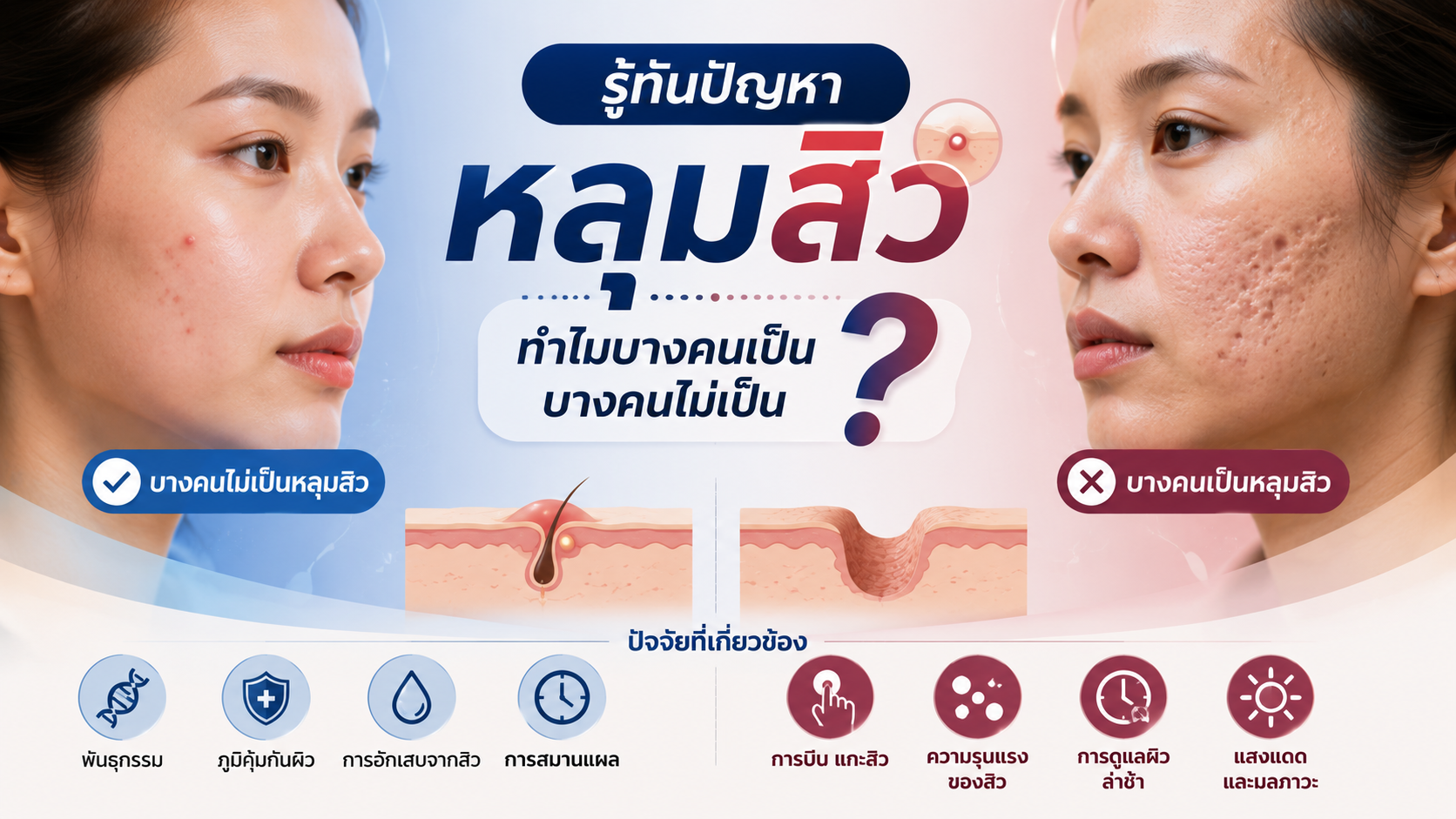 รู้ทันปัญหาหลุมสิว ทำไมบางคนเป็น บางคนไม่เป็น?