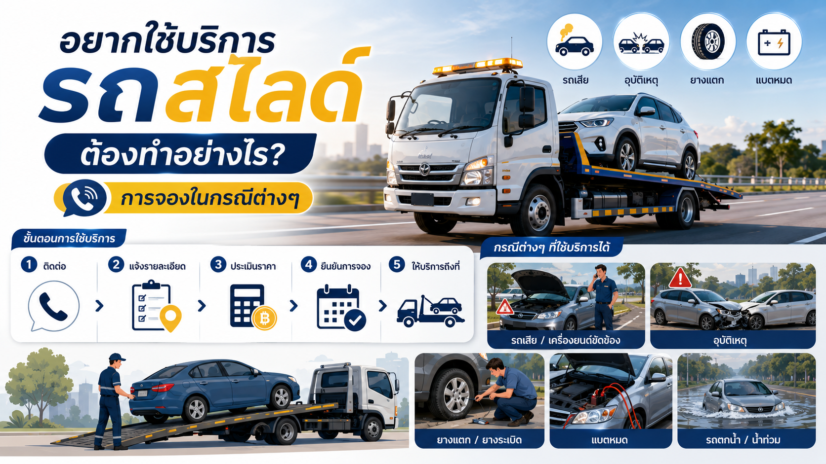 อยากใช้บริการรถสไลด์ต้องทำอย่างไร การจองในกรณีต่างๆ
