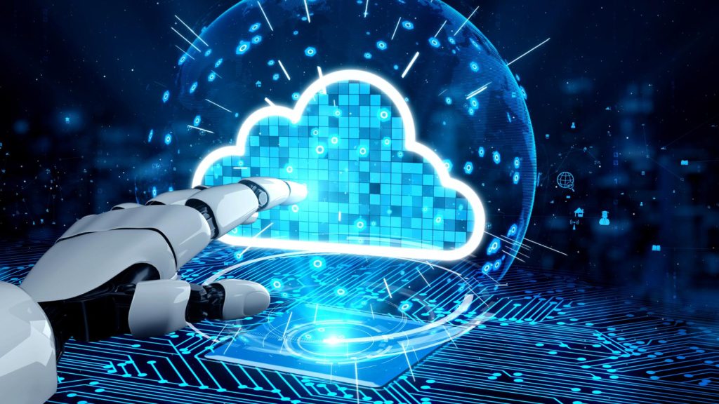 Futuristic robot artificial intelligence enlightening ai technology concept