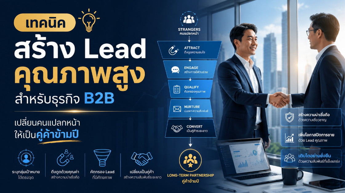 เทคนิคสร้าง Lead คุณภาพสูงสำหรับธุรกิจ B2B: เปลี่ยนคนแปลกหน้าให้เป็นคู่ค้าข้ามปี