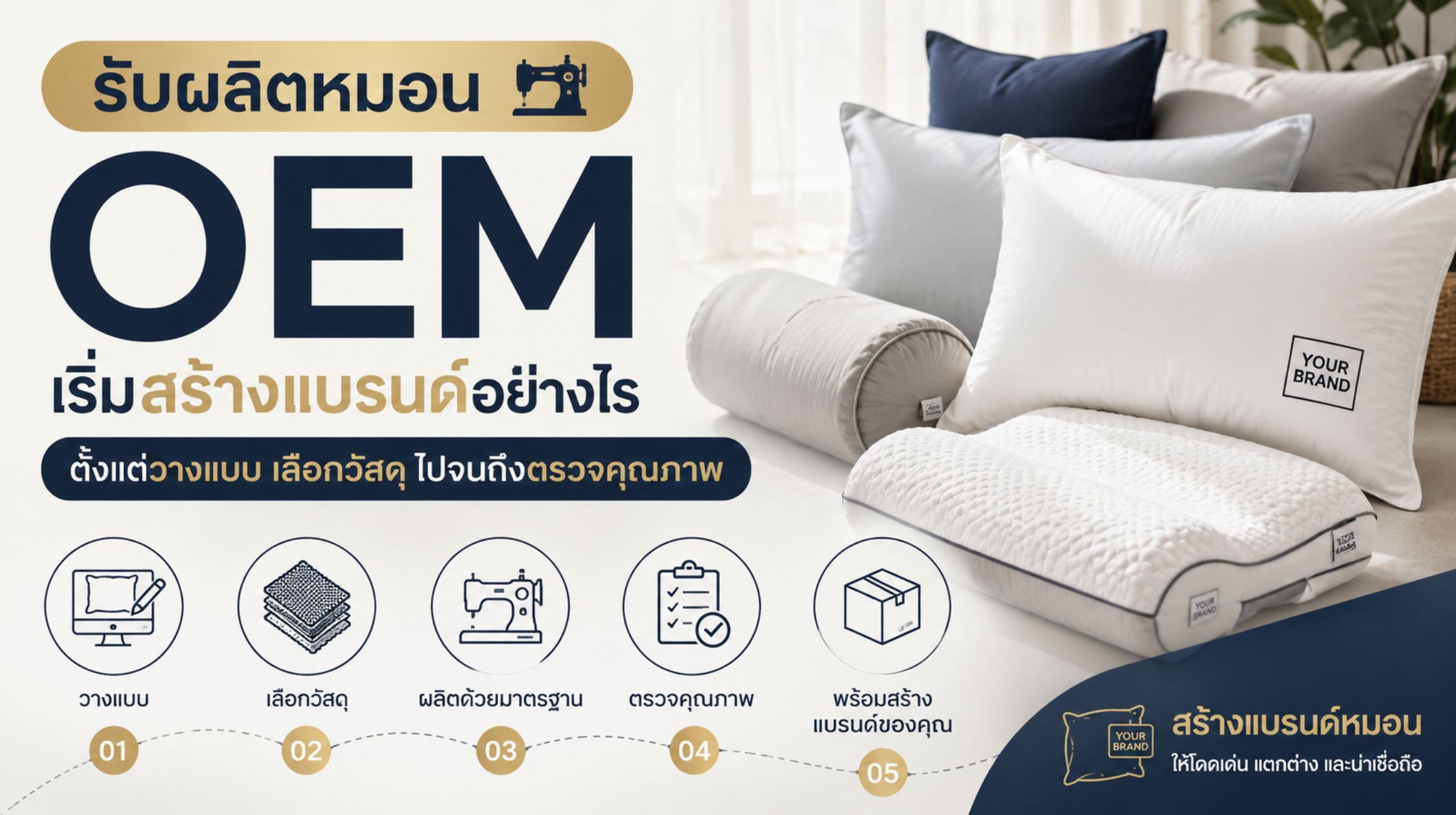 รับผลิตหมอน OEM เริ่มสร้างแบรนด์อย่างไร ตั้งแต่วางแบบ เลือกวัสดุ ไปจนถึงตรวจคุณภาพ